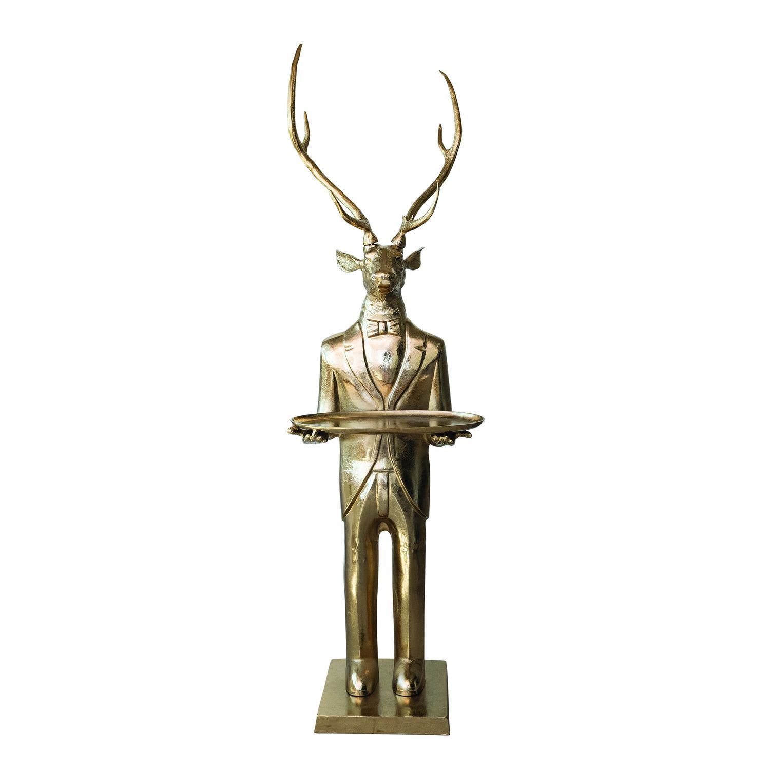Cast Aluminum Deer Butler Tray - Gold