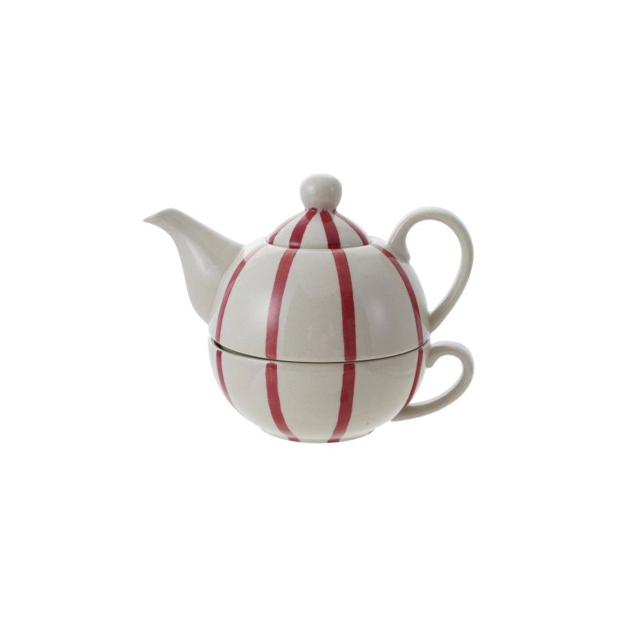 14oz Stoneware Striped S/2 Tea for One