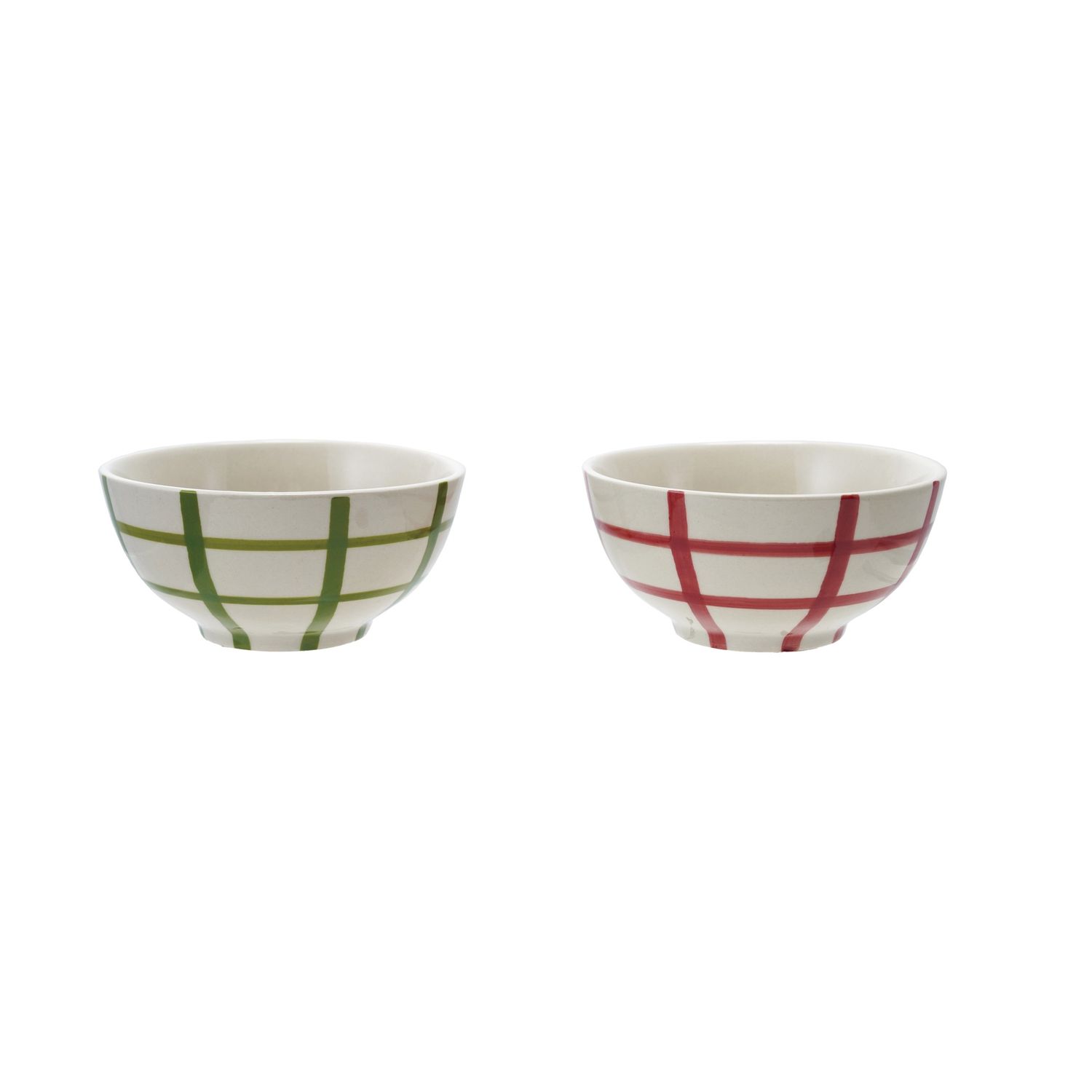 Stoneware Bowl w/Grid Pattern