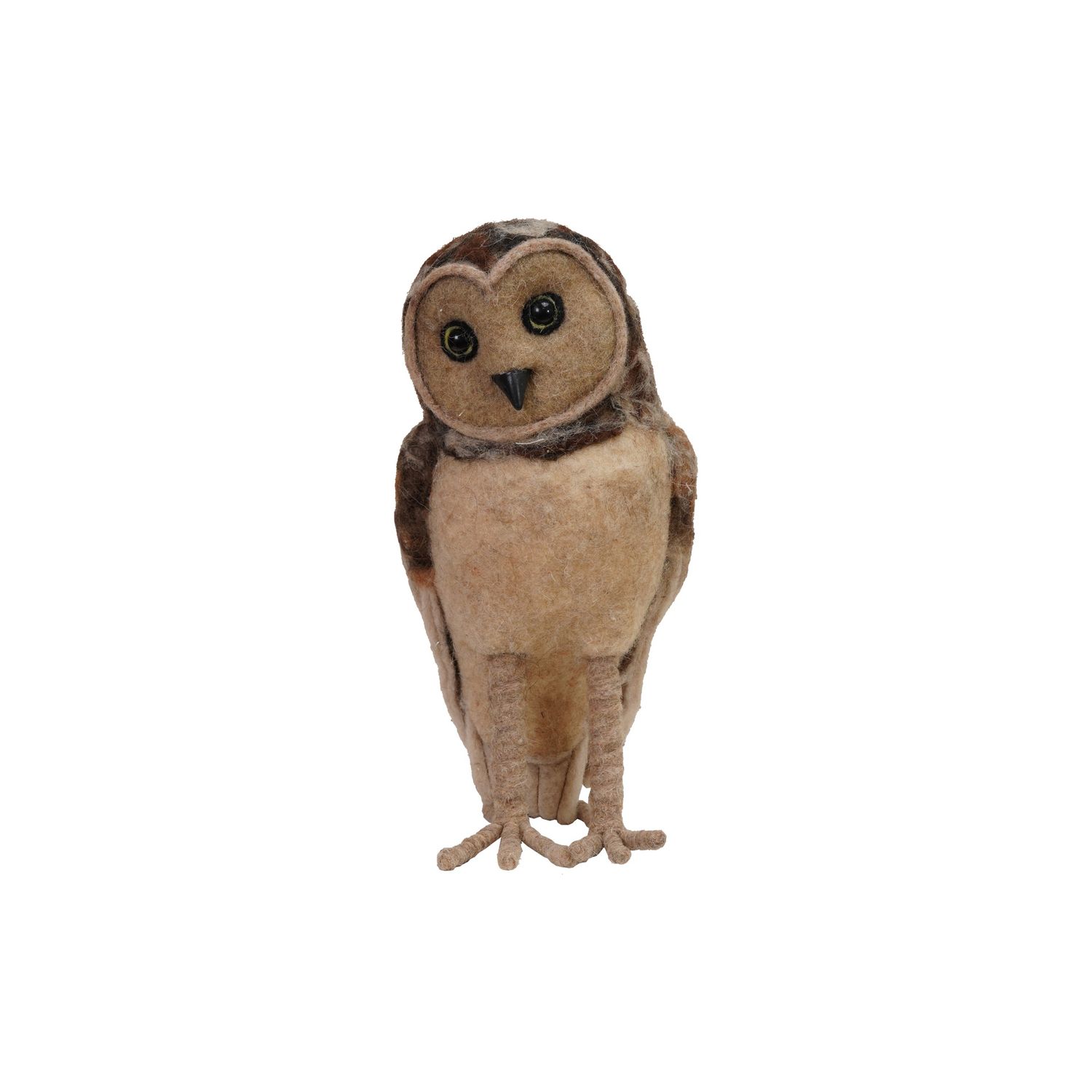 Handmade Wool Felt Barn Owl, Brown