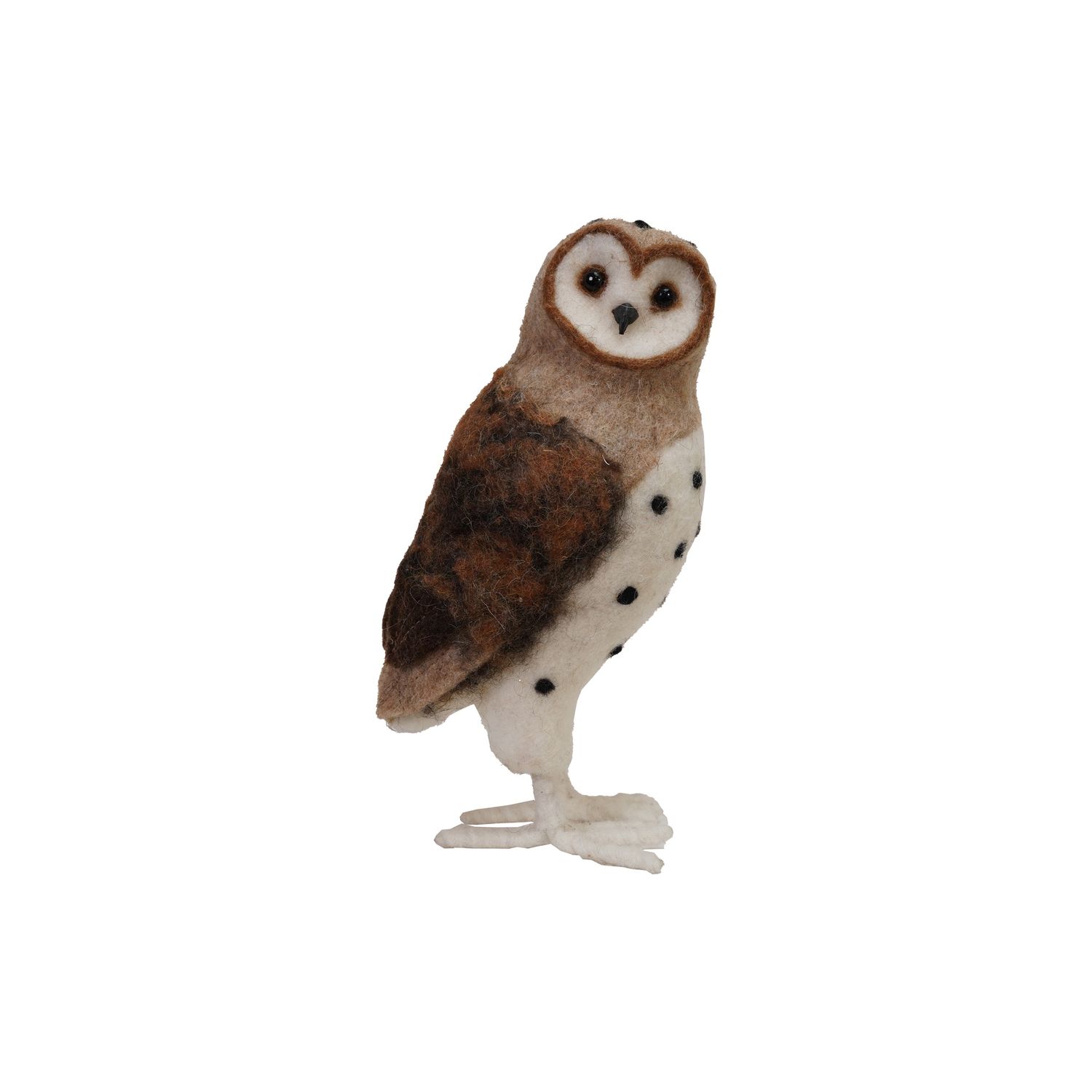 Handmade Wool Felt Barn Owl - Brown