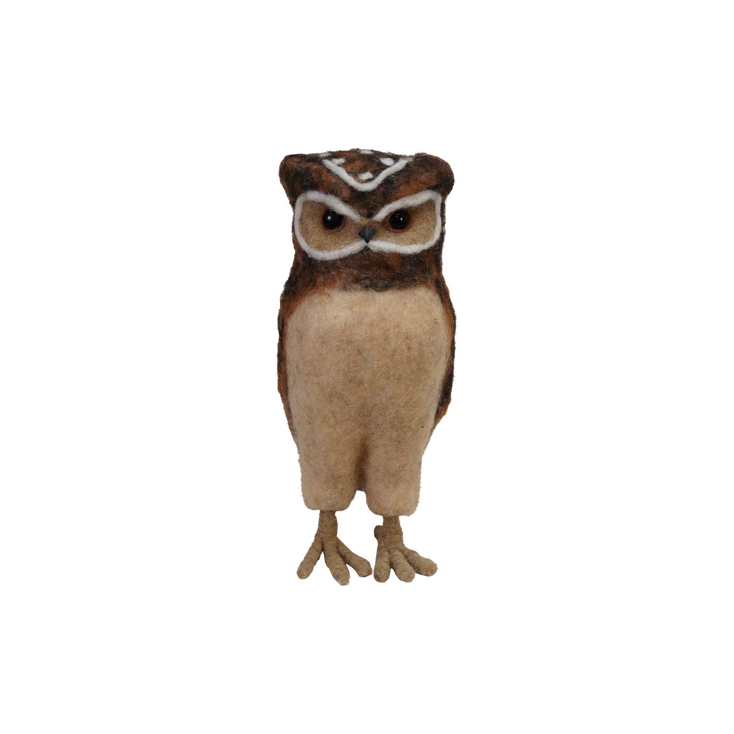 Handmade Wool Felt Burrowing Owl - Brown