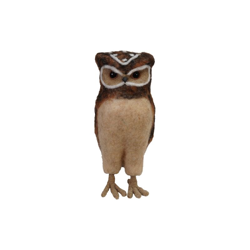 Handmade Wool Felt Burrowing Owl - Brown
