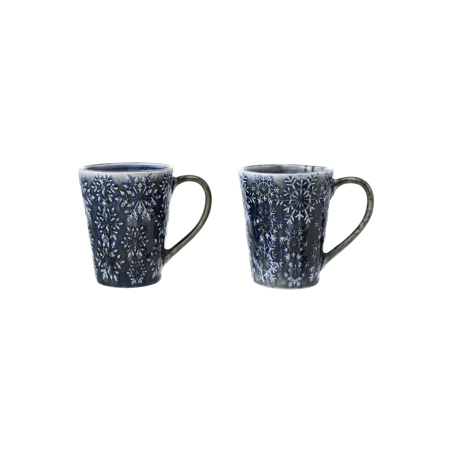4.5&quot; Stoneware Mug w Snowflakes