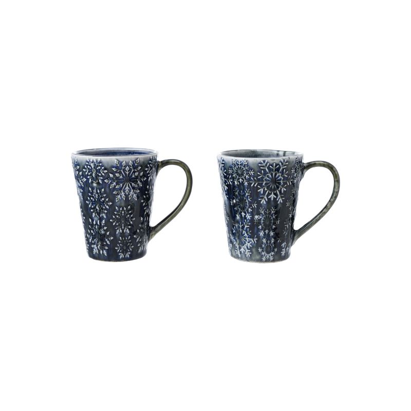 4.5&quot; Stoneware Mug w Snowflakes