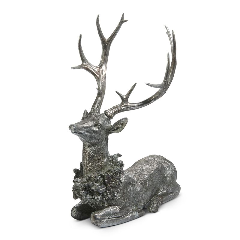 18&quot; Sitting Deer with Wreath