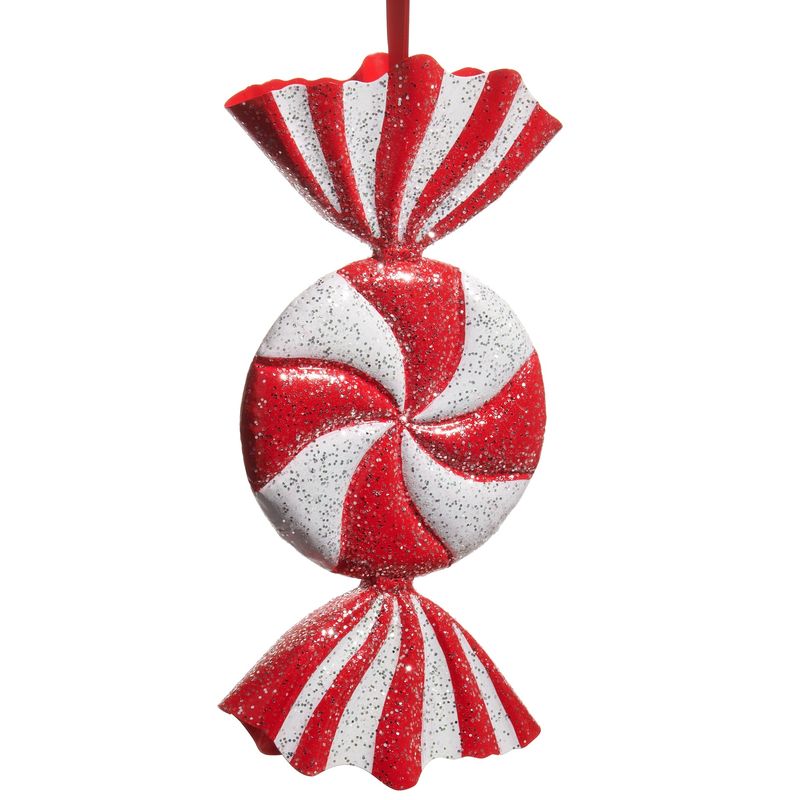 16.25&quot; Red and White Candy Ornament