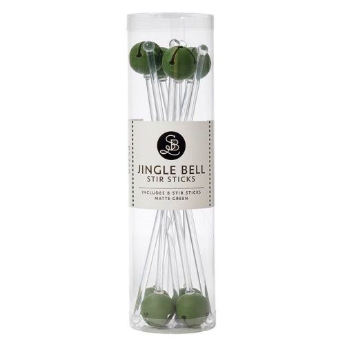 Matte Green Jingle Bell Stir Sticks