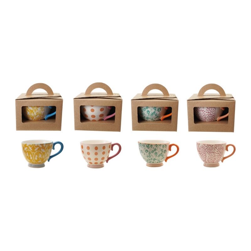 4.25" x 3.5"H Stoneware Mug w Pattern