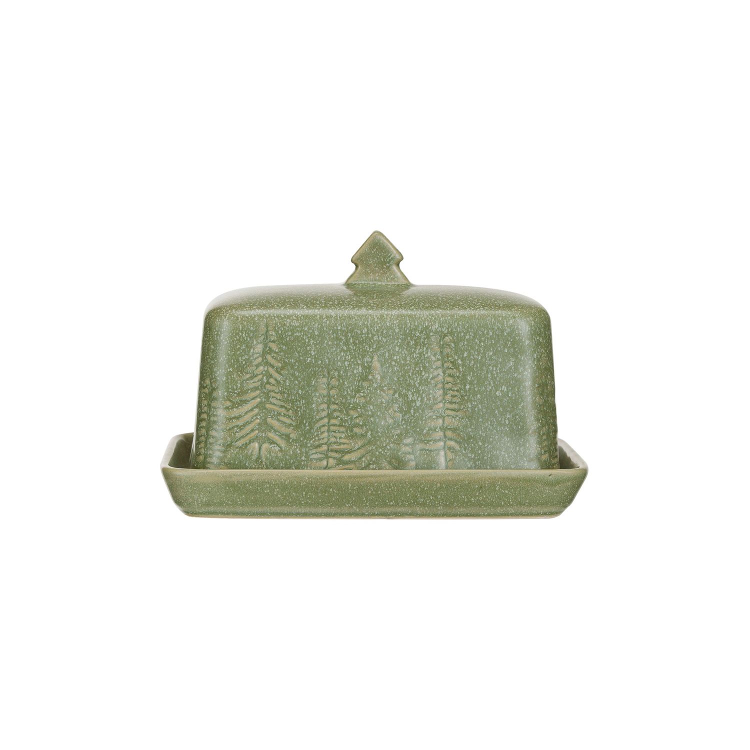 Green Stoneware Butter Dish
