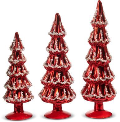 13.5&quot; Red Beaded Trees