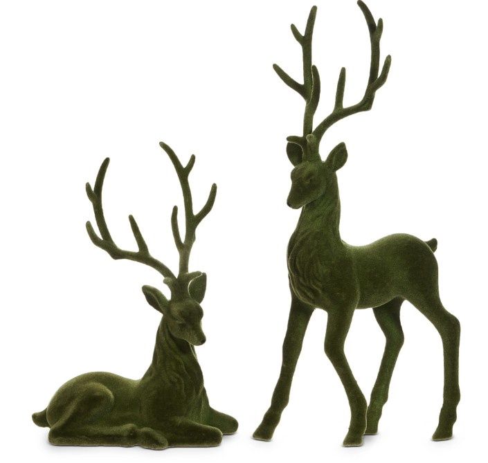 21&quot; Green Flocked Deer