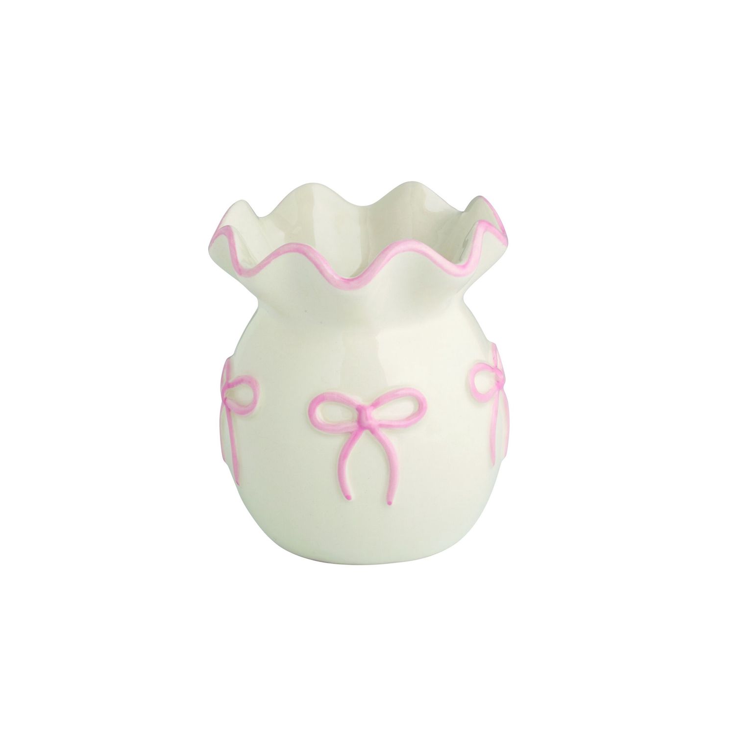 Dainty Bow Valentines Ruffle Vase