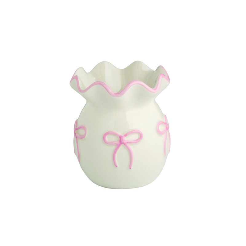 Dainty Bow Valentines Ruffle Vase