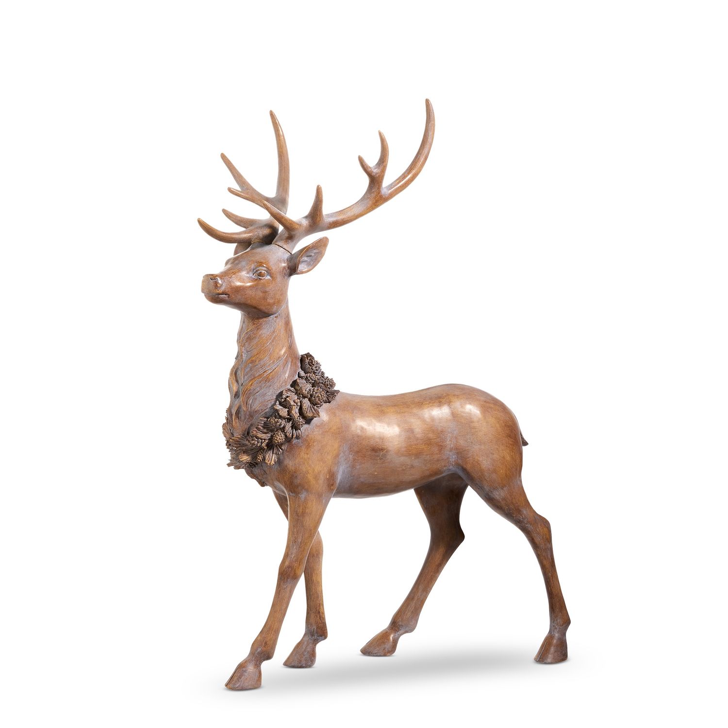 38&quot; Standing Deer with Holly Wreath