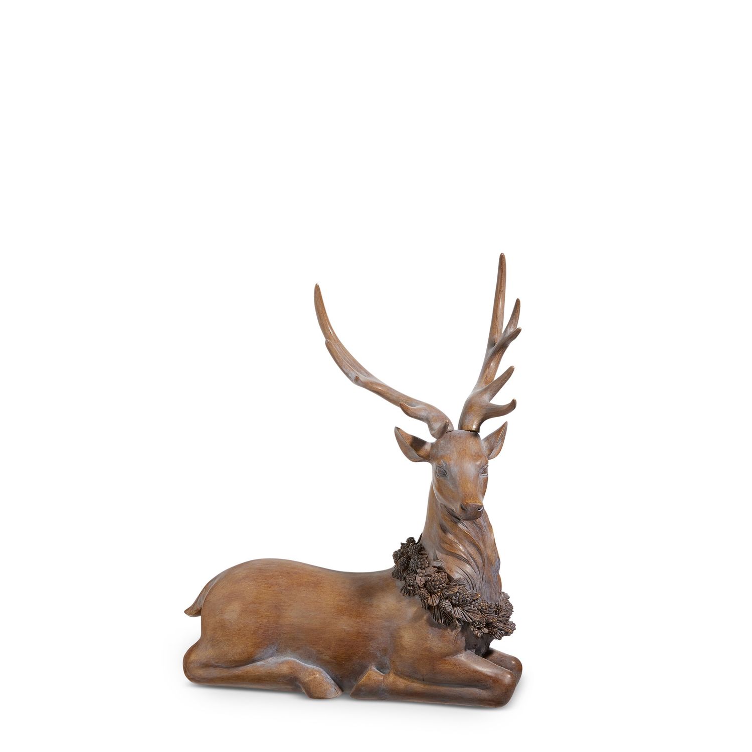 29&quot; Laying Deer with Holly Wreath