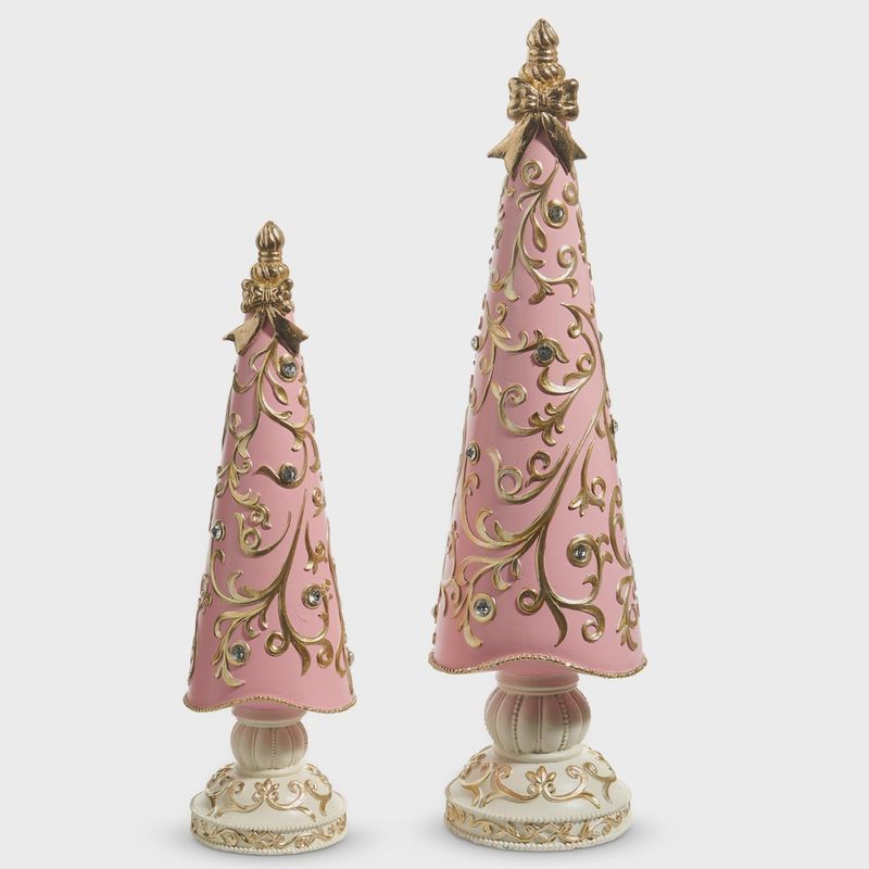 17&quot; Pink Scroll Pattern Trees