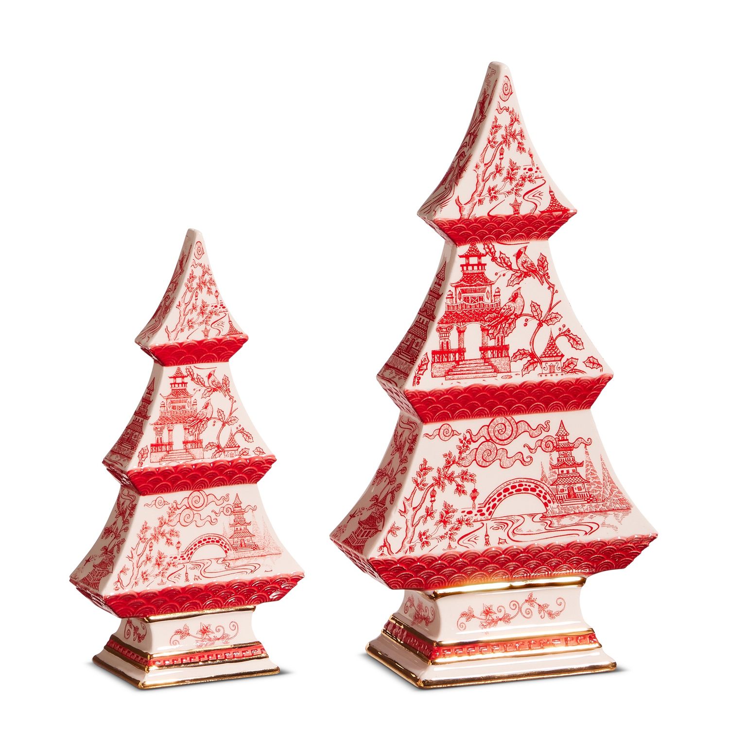 9&quot; Red Chinoiserie Trees