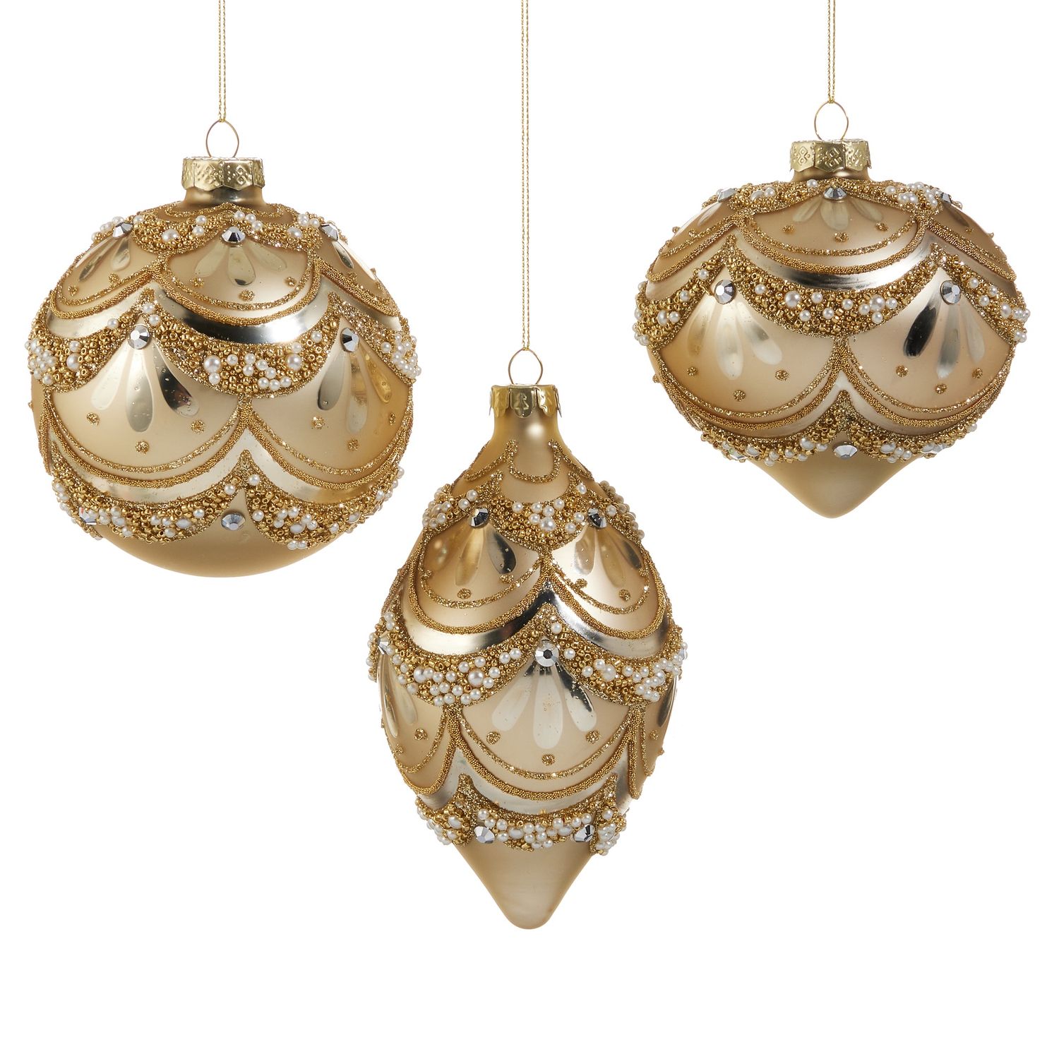 4&quot; Gold Pearl Trimmed Ornament