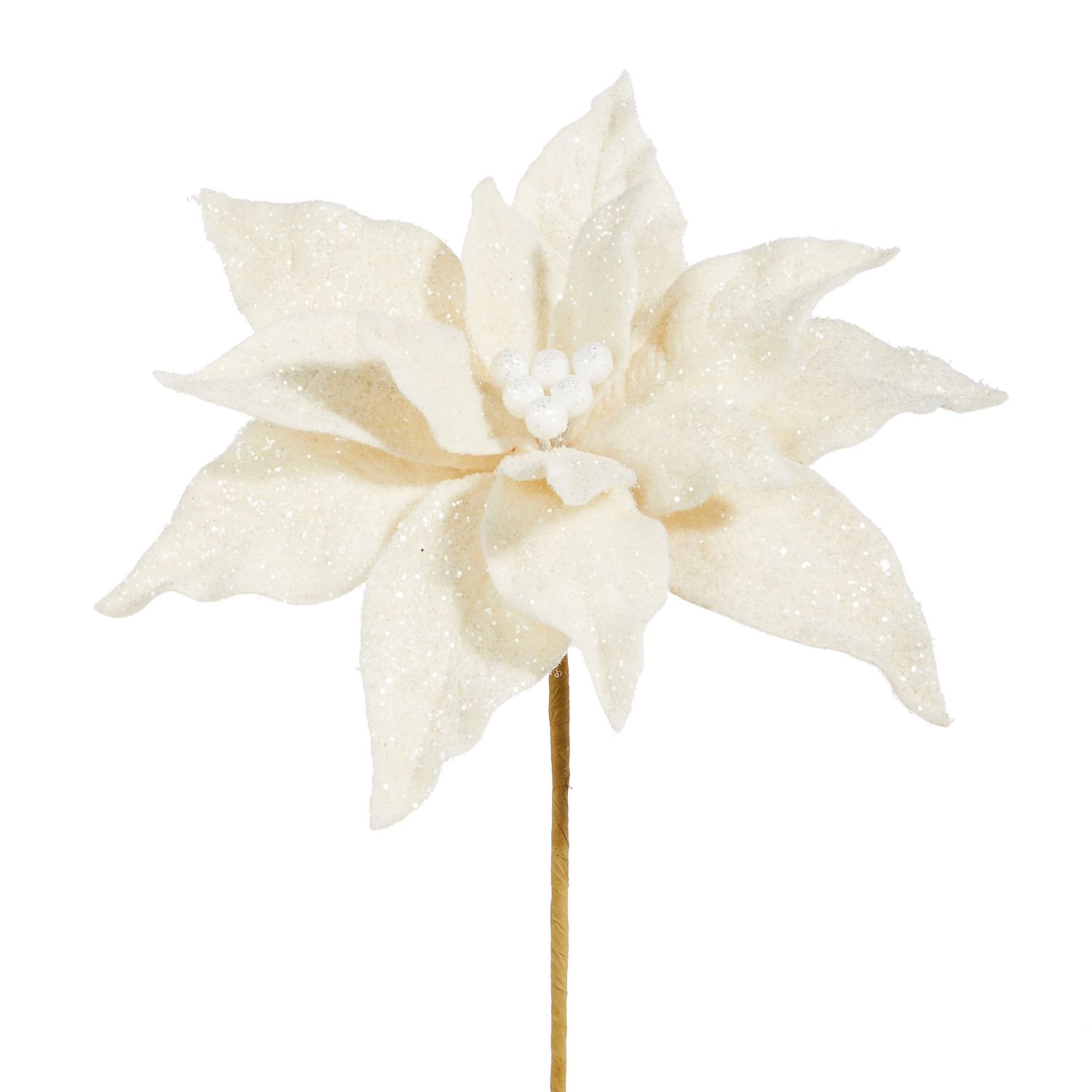 19.5&quot; Glittered Poinsettia Stem