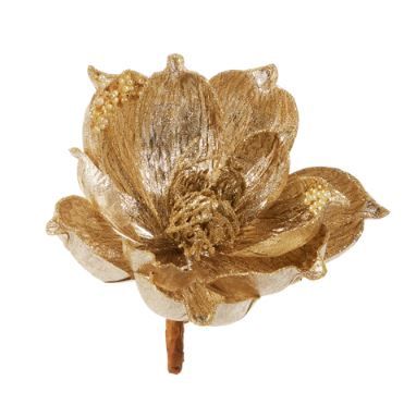 6&quot; Gold Magnolia Clip-On Orn