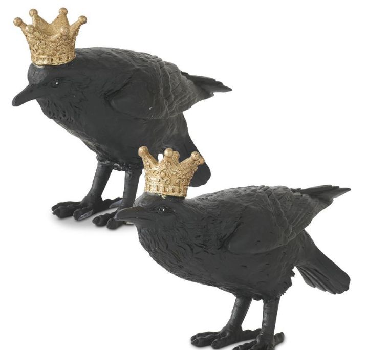 Black Resin Crow w/Gold Crown