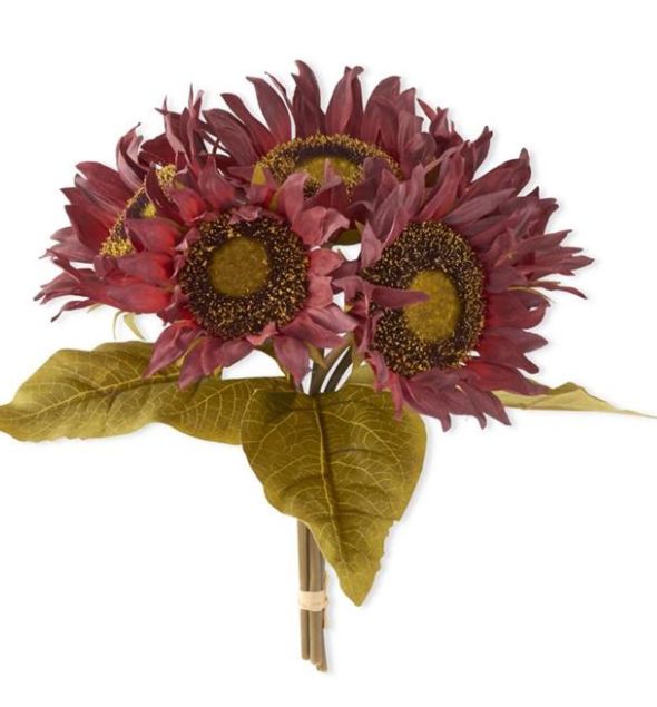 10.25&quot; Burgundy 3 Tone Sunflower Bundle