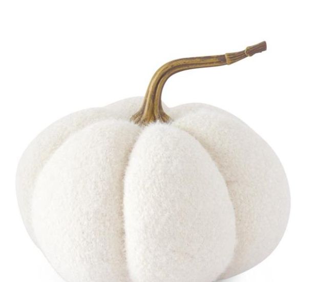 6.5&quot; Fuzzy White Knit Pumpkin