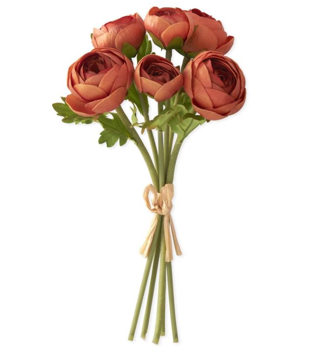 10.75&quot; Dark Orange Ranunculus Bundle