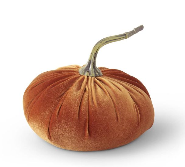 6.75&quot; Orange Velvet Stuffed Pumpkin