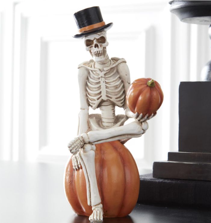 9.25&quot; Skeleton Man on Pumpkin