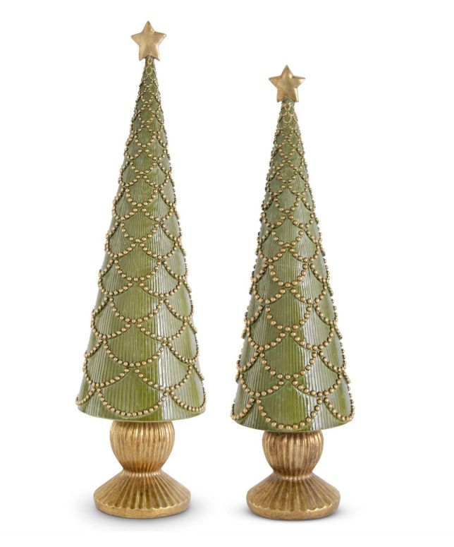 Green Resin Trees w/Gold Scallops