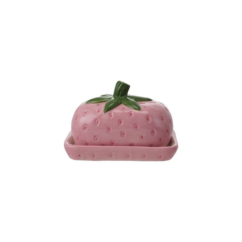 5.75"L Ceramic Strawberry Butter Dish