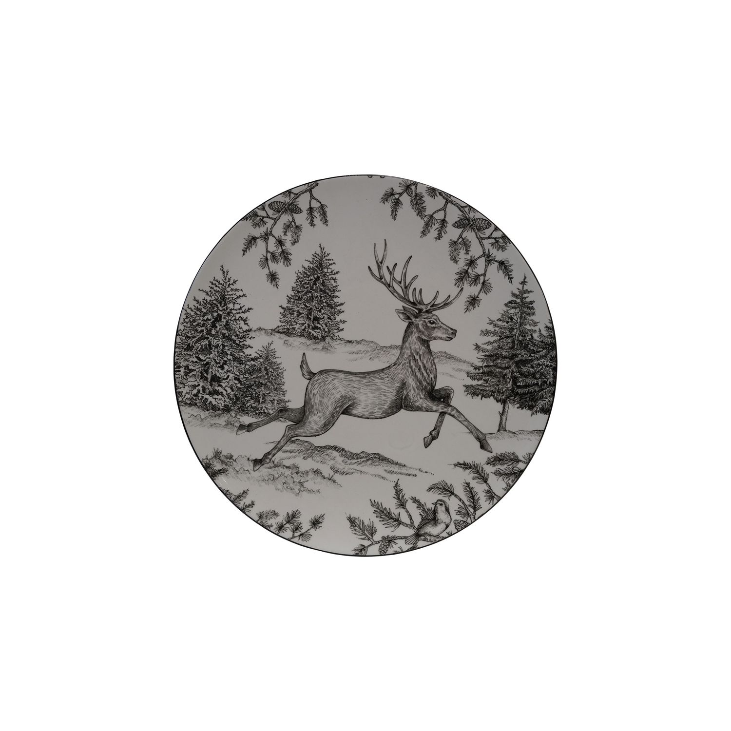12.75&quot; Rd Ceramic Plate w Running Deer