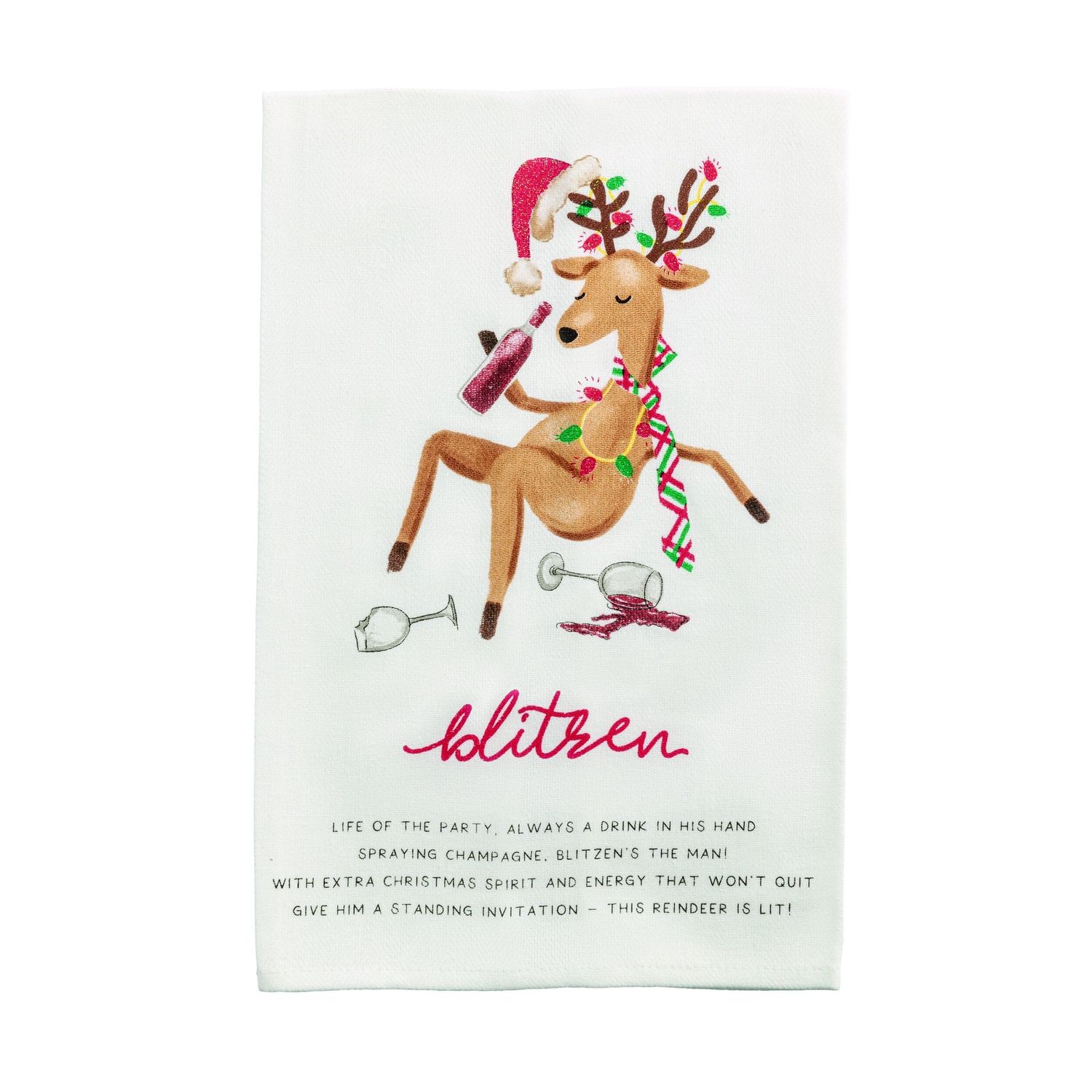Blitzen Poem Tea Towel