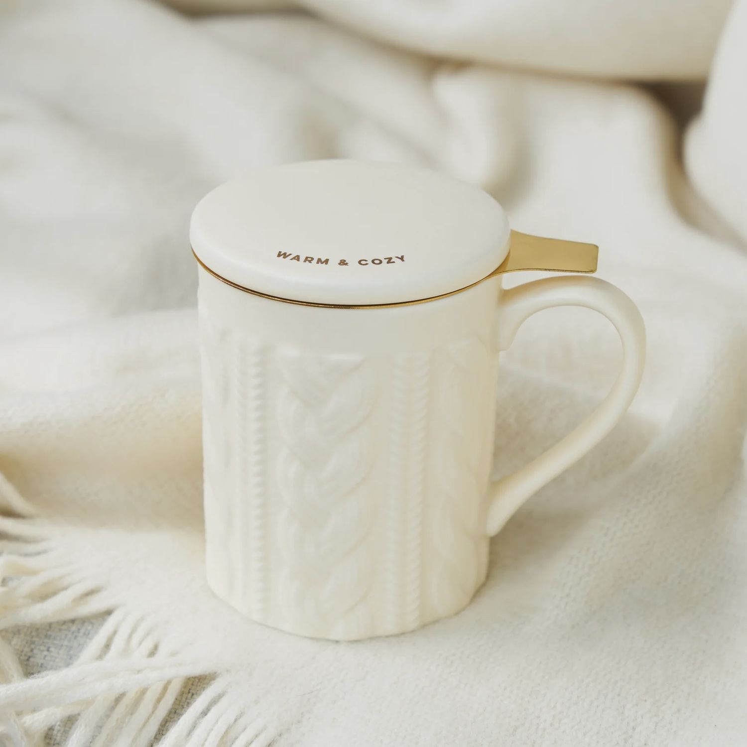 Annette™ Knit Ceramic Tea Mug &amp; Infuser
