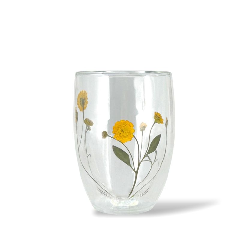 Yellow Double Wall Glass Tumbler