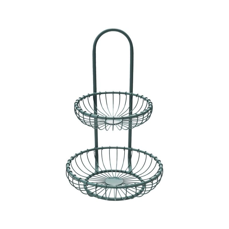 Decorative Metal 2-Tier Basket, Mint Color