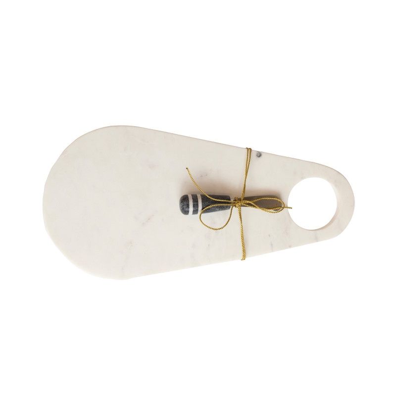 Marble Serving Board w/ Handle &amp; Stainless