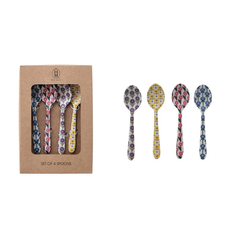 Stainless Steel Spoons w/ Flower Patterns