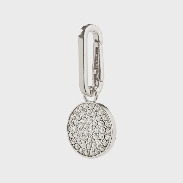 CHARM crystal coin pendant, silver