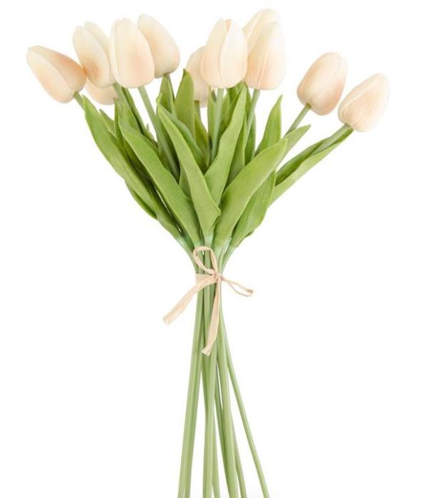 13" Light Peach Real Touch Tulip Bundle (12 Stems)