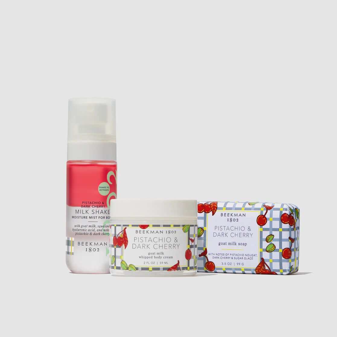 Pistachio &amp; Dark Cherry Bodycare Trio