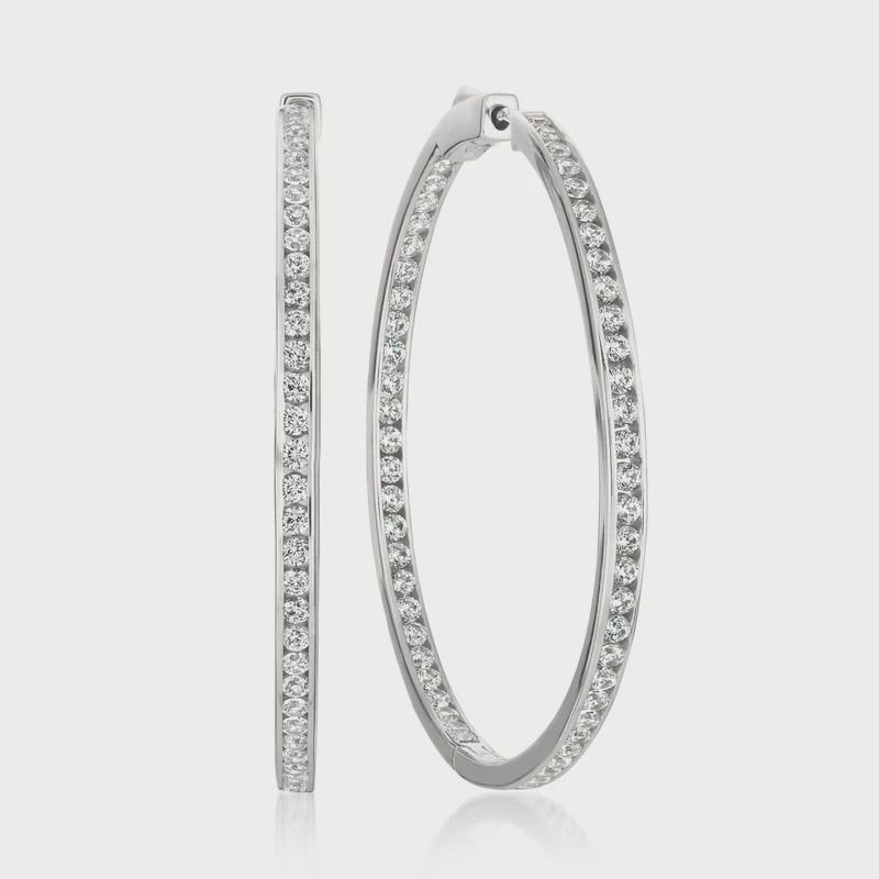 Classic Inside Out Hoop Earrings Finished in Platinum