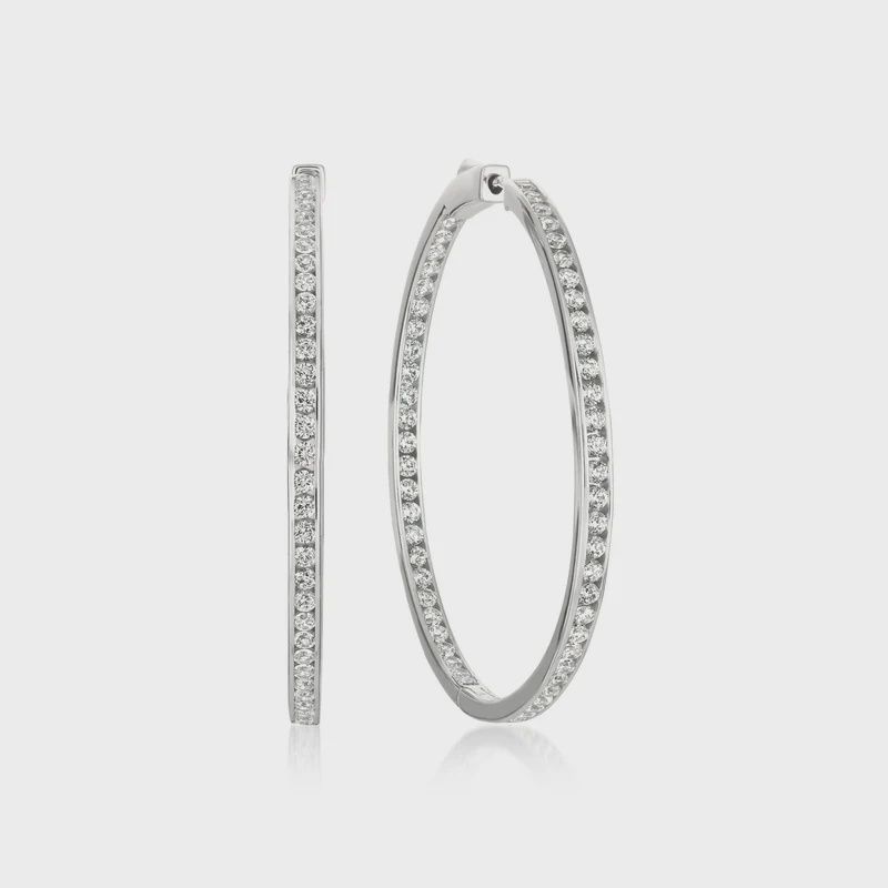 Inside Out 1.3" Hoop Earrings Finished in Platinum