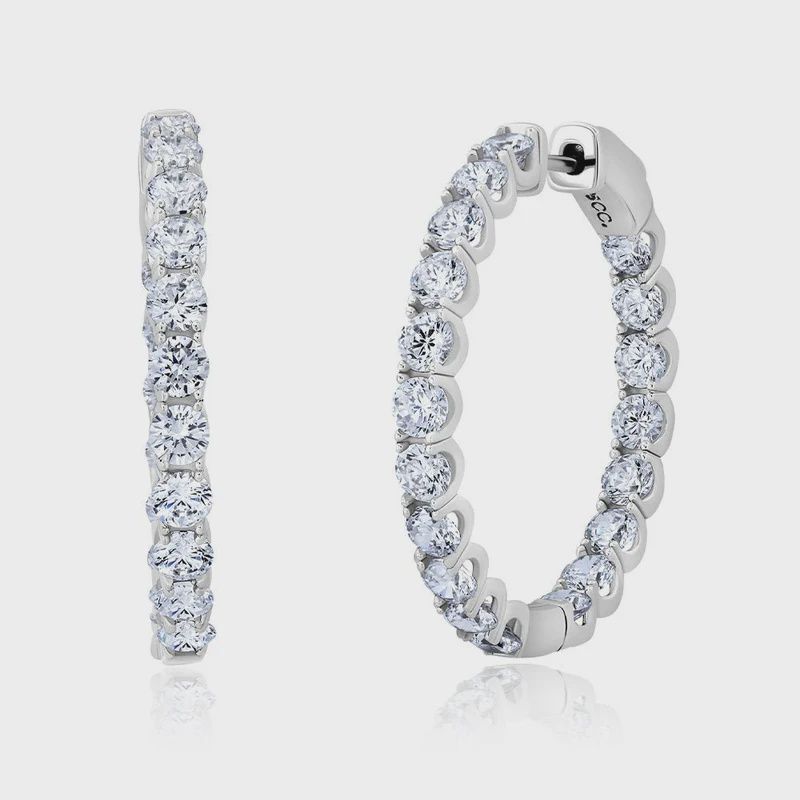 5.3ct Brilliant Round Hoop Earrings Finished in Platinum