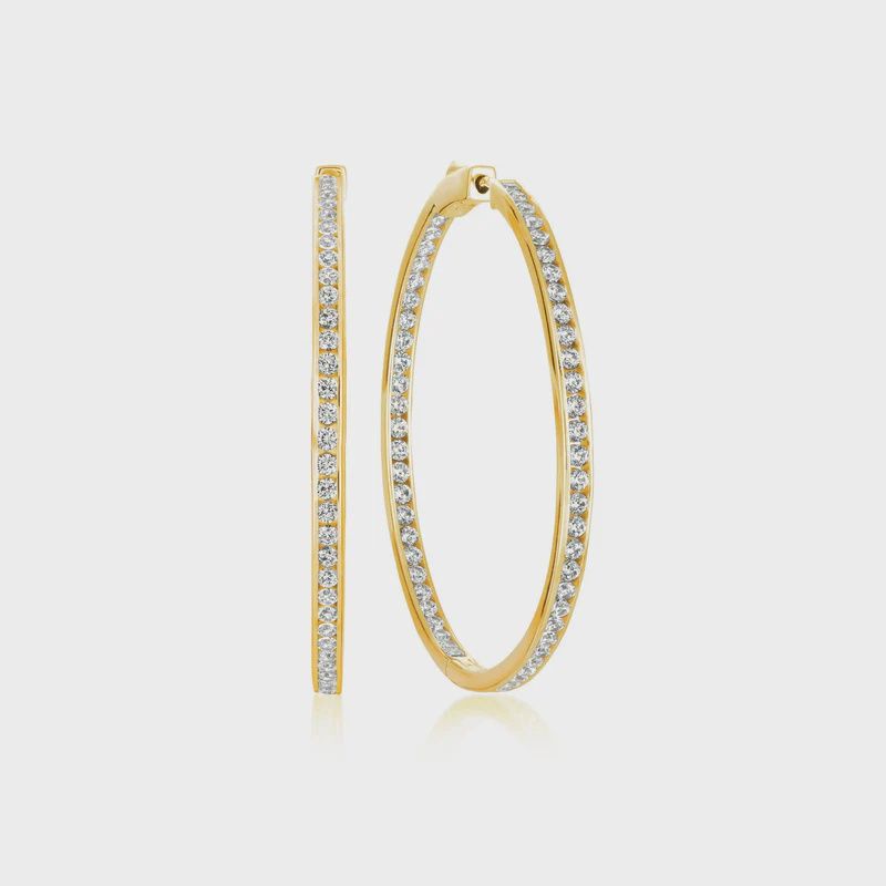 Inside Out 1.3" Hoop Earrings Finished in Gold