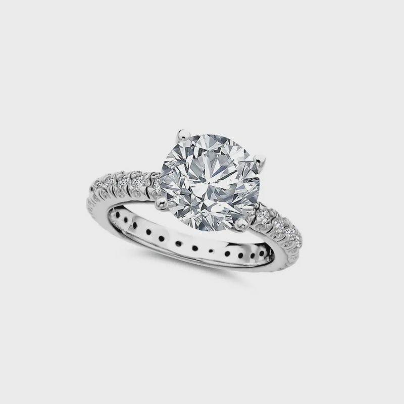 3.7ct Brilliant Cut Ring with Pave Band
