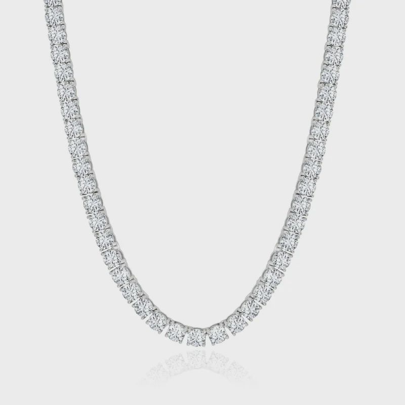 4mm Brilliant Cut Tennis Necklace Finished in Platinum