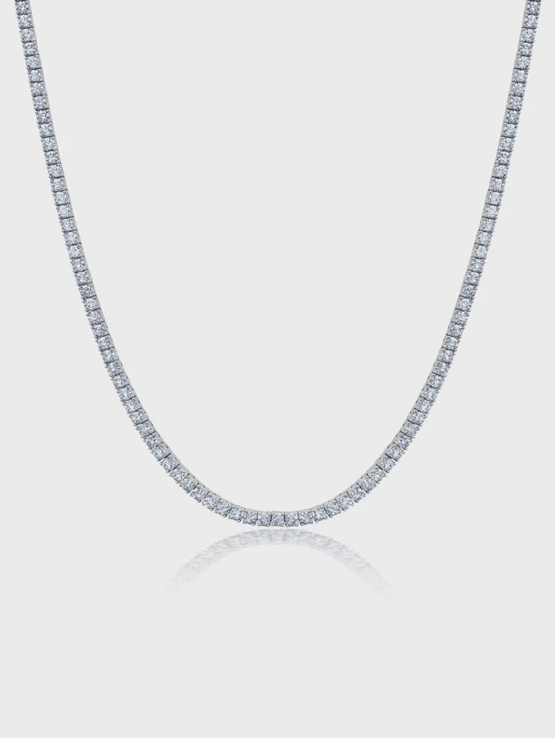 2mm Round Cut Tennis Necklace Finished in Platinum